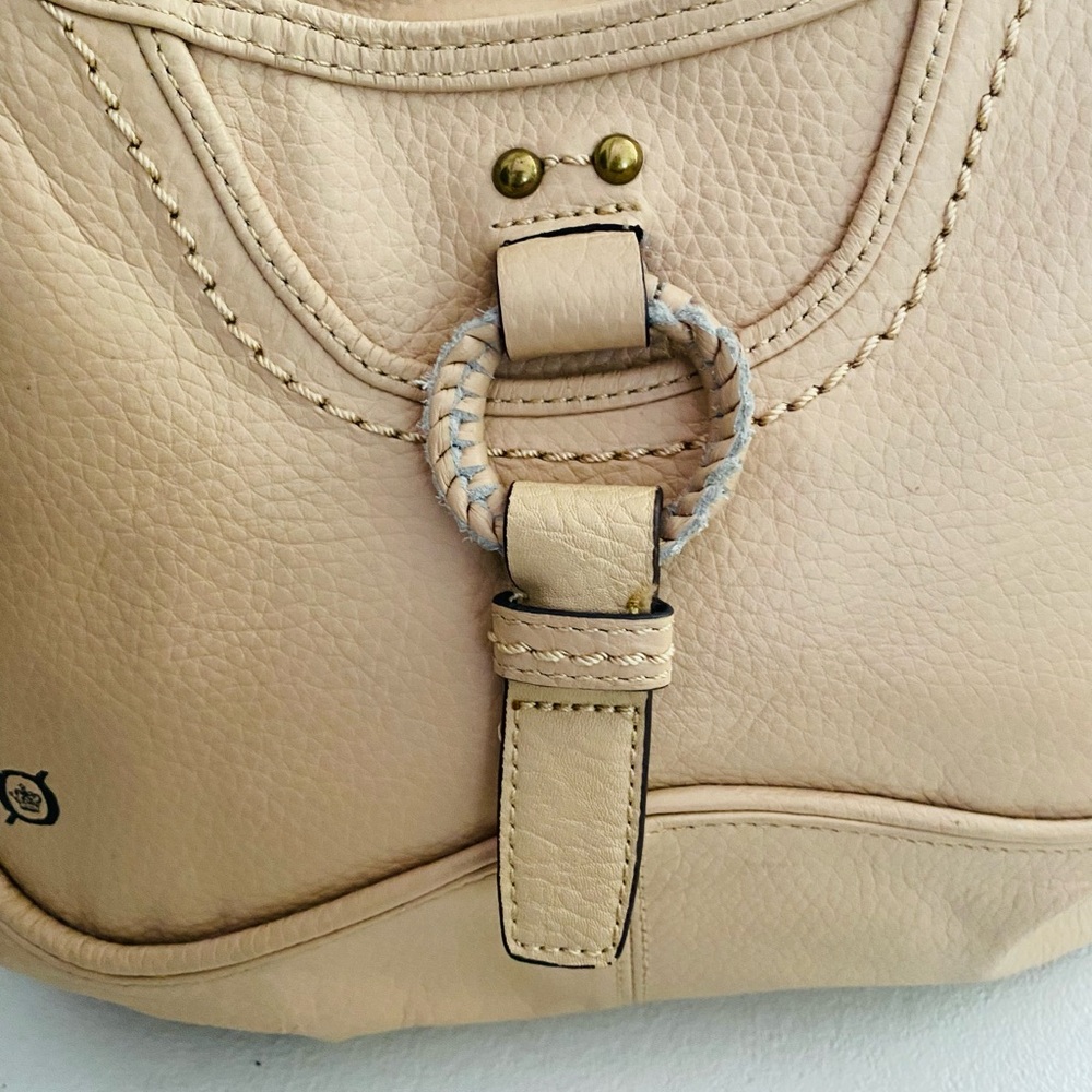 Born Tan Leather Snap Close 3 Compartment Shoulder Purse - Picture 4 of 10